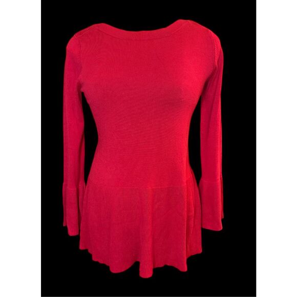 Cable & Gauge Red Pullover Sweater Peplum Sz. S Holidays Christmas - Picture 2 of 8